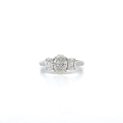 Harmony: Oval Cut Diamond Three Stone Ring in Platinum | 1.52ctw