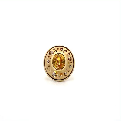 Hoag's Object: Yellow Sapphire and Diamond Halo Ring