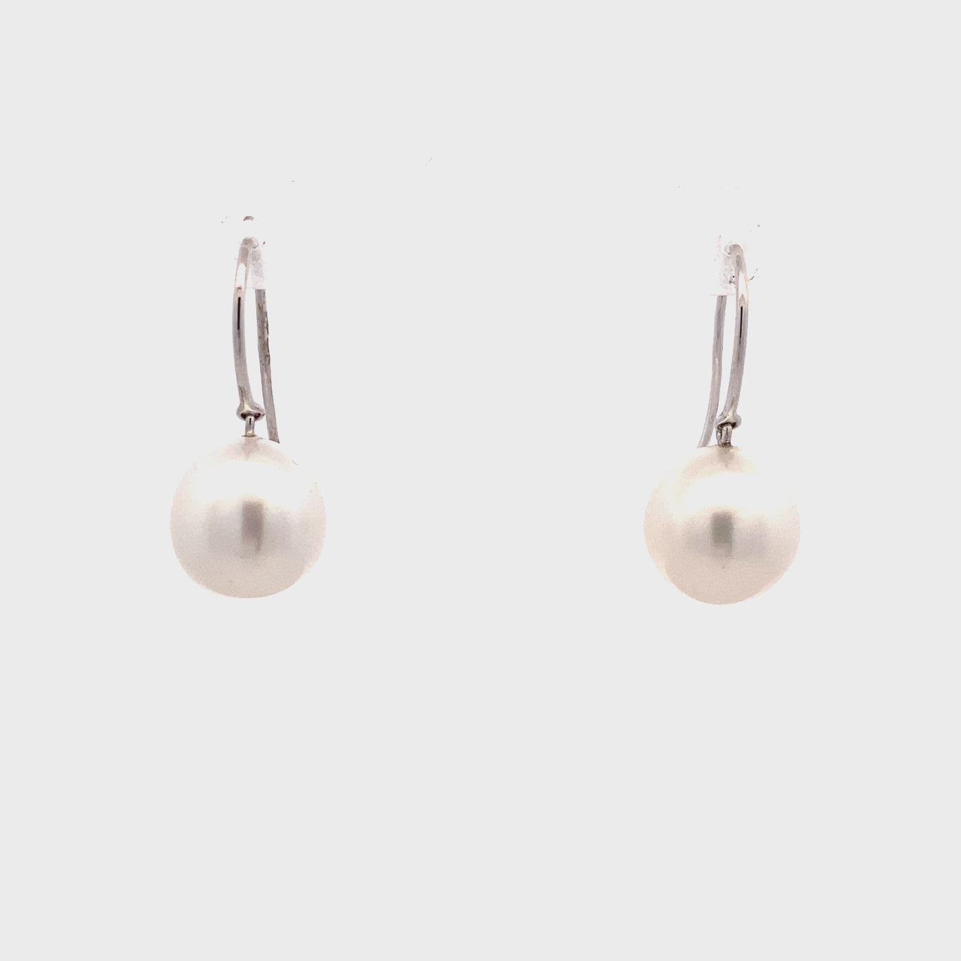 South Sea White Pearl Drop Earrings in White Gold | 11.00mm
