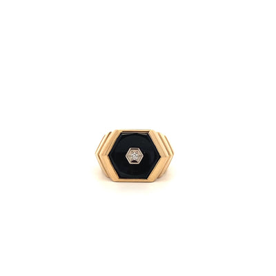 Nebula: Onyx and Diamond Ring in Yellow Gold