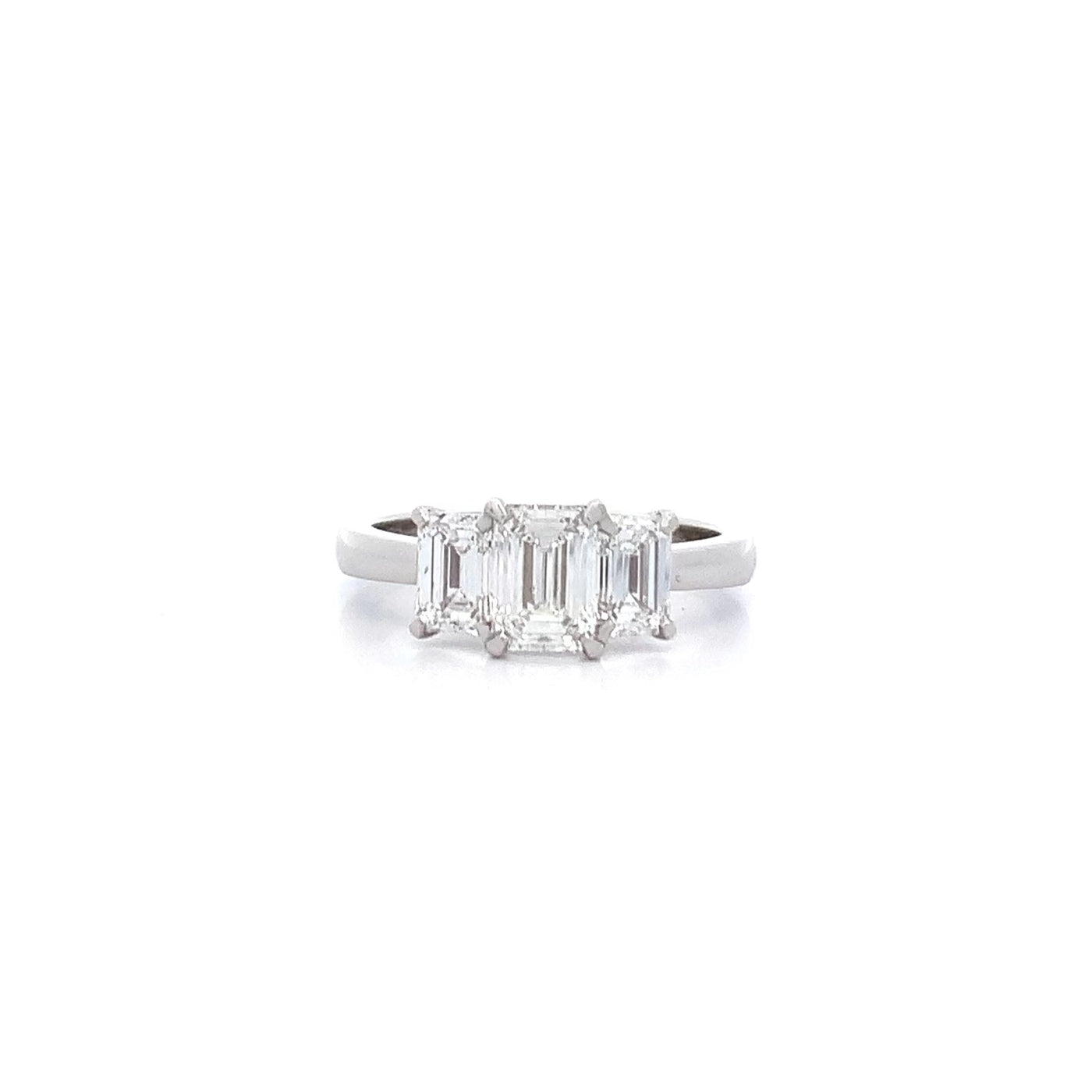 Harmony: Emerald Cut Diamond Three Stone Ring in Platinum | 1.80ctw