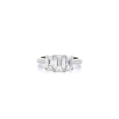 Harmony: Emerald Cut Diamond Three Stone Ring in Platinum | 1.80ctw