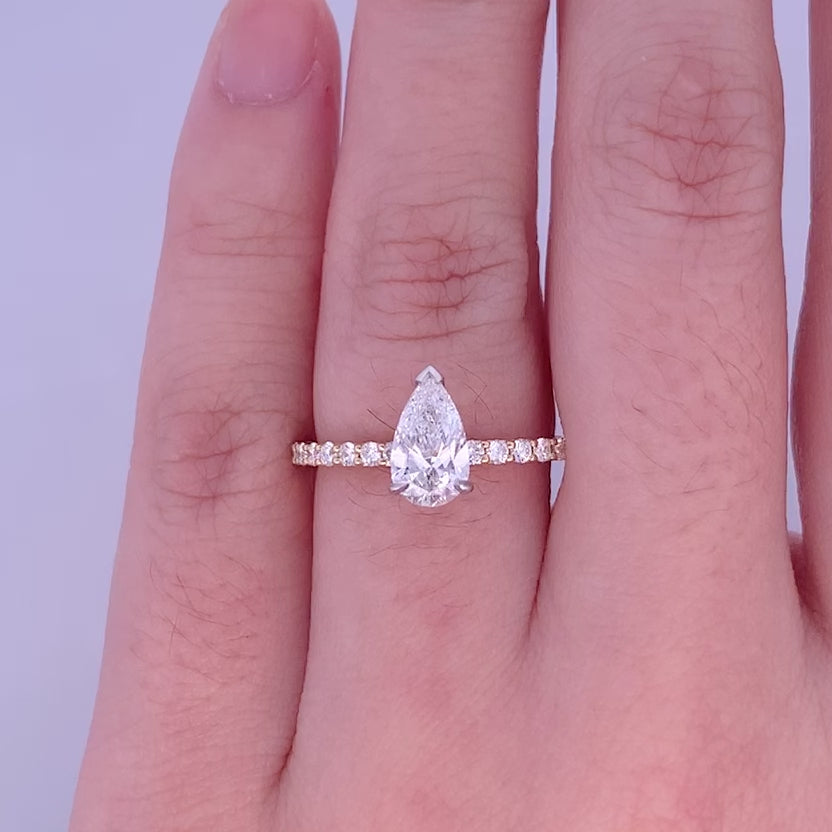 Honour: Pear Cut Diamond Solitaire Ring in Yellow Gold 