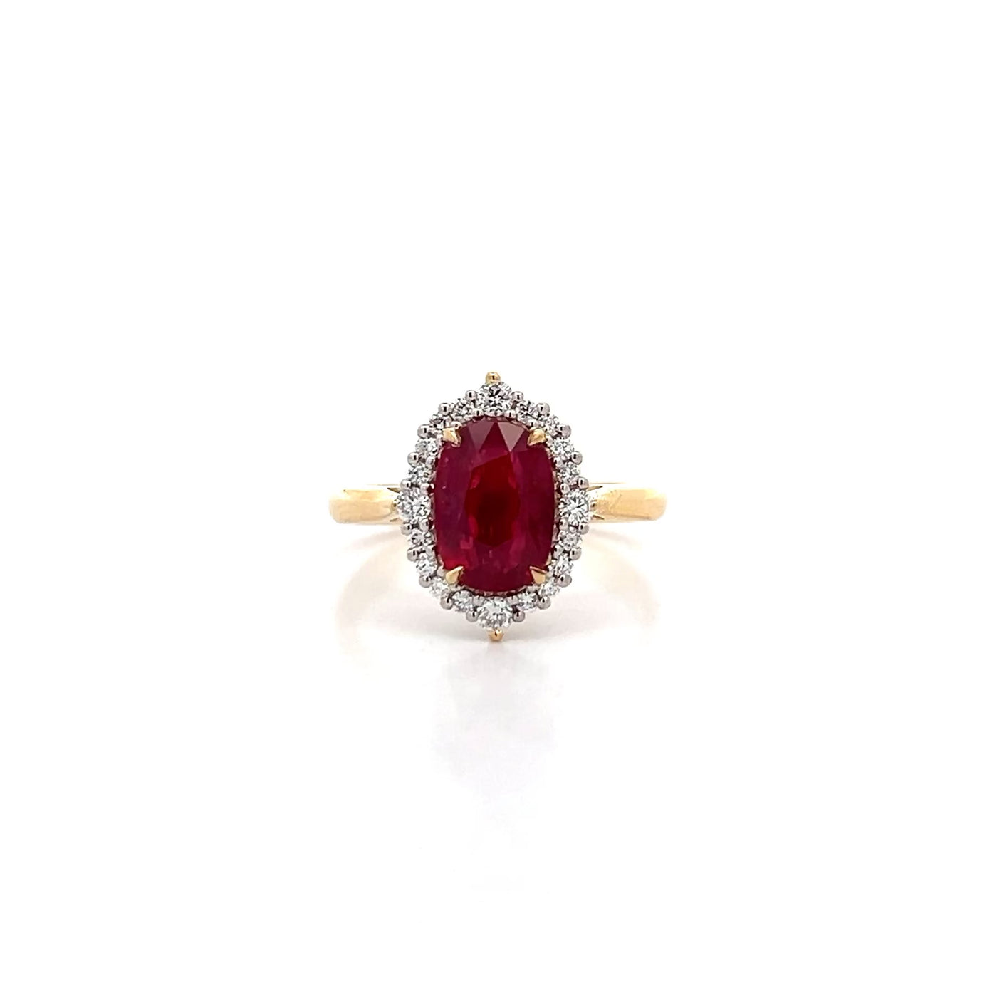 Dynasty: Ruby and Diamond Halo Ring | 2.58ctw
