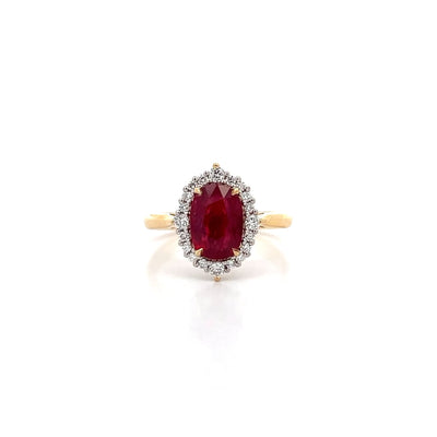Dynasty: Ruby and Diamond Halo Ring | 2.58ctw
