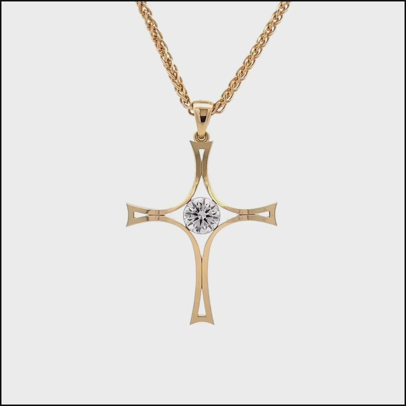 1 carat Floeting® Diamond Crucifix Pendant in 18ct Yellow Gold by The Village Goldsmith