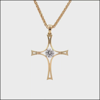 1 carat Floeting® Diamond Crucifix Pendant in 18ct Yellow Gold by The Village Goldsmith