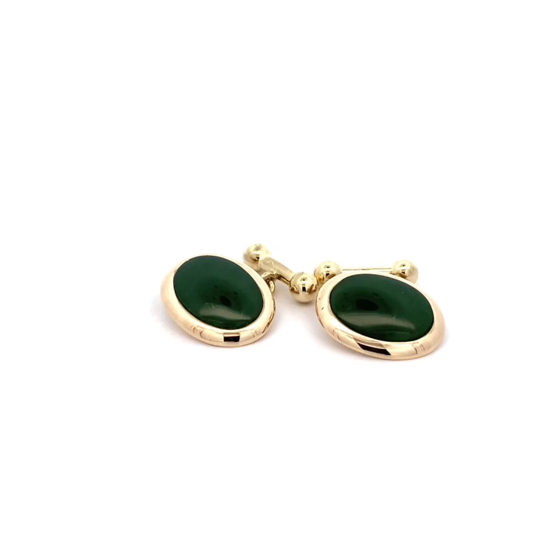 Jade Cufflinks in Yellow Gold