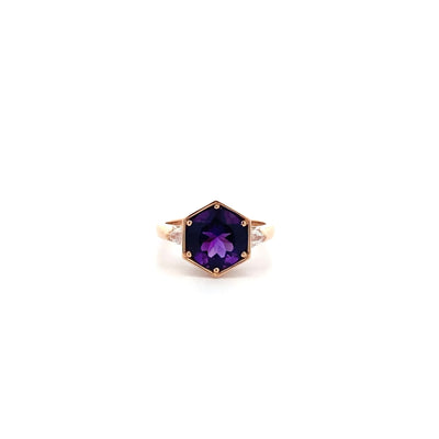 Aroma: Amethyst and Diamond Three Stone Ring