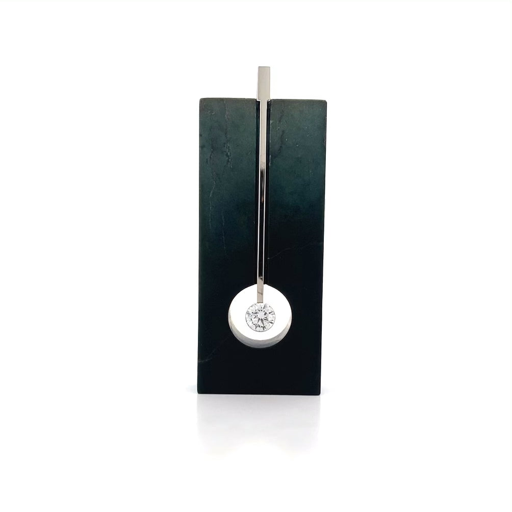 Synaptic: 0.76ct Floeting® Diamond and Black Jade Pendant in Platinum