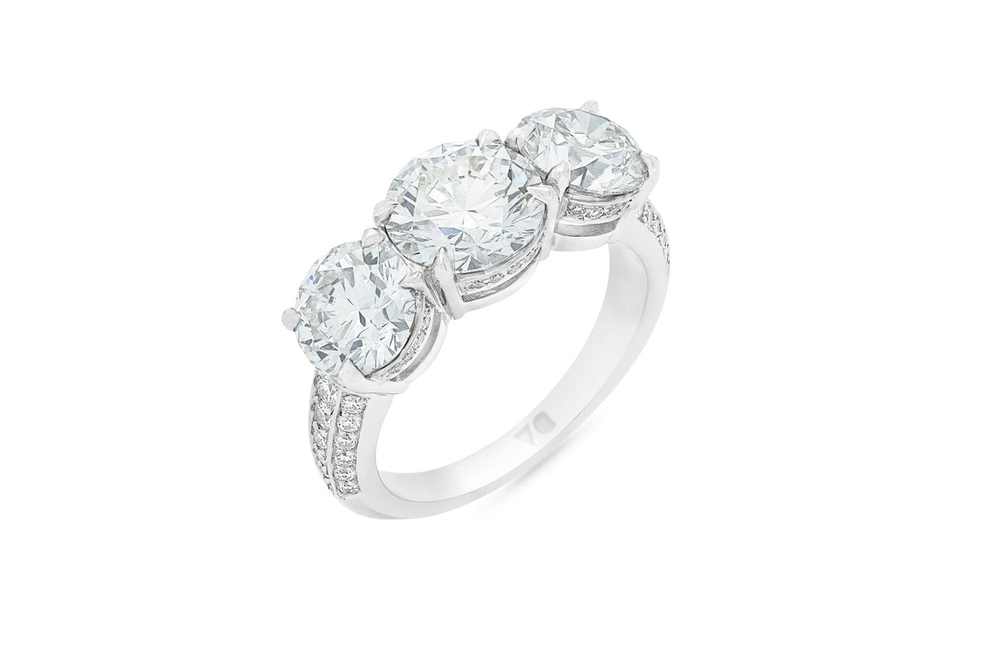 Detailed Brilliant Cut Diamond Three Stone Ring