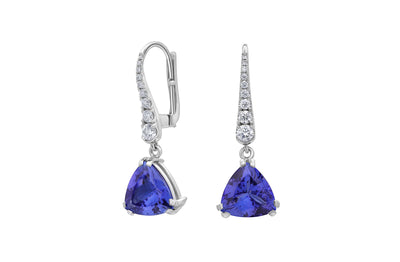 Trilliant Tanzanite and Diamond Drop Earrings