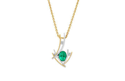 Two Tone Emerald and Diamond Pendant