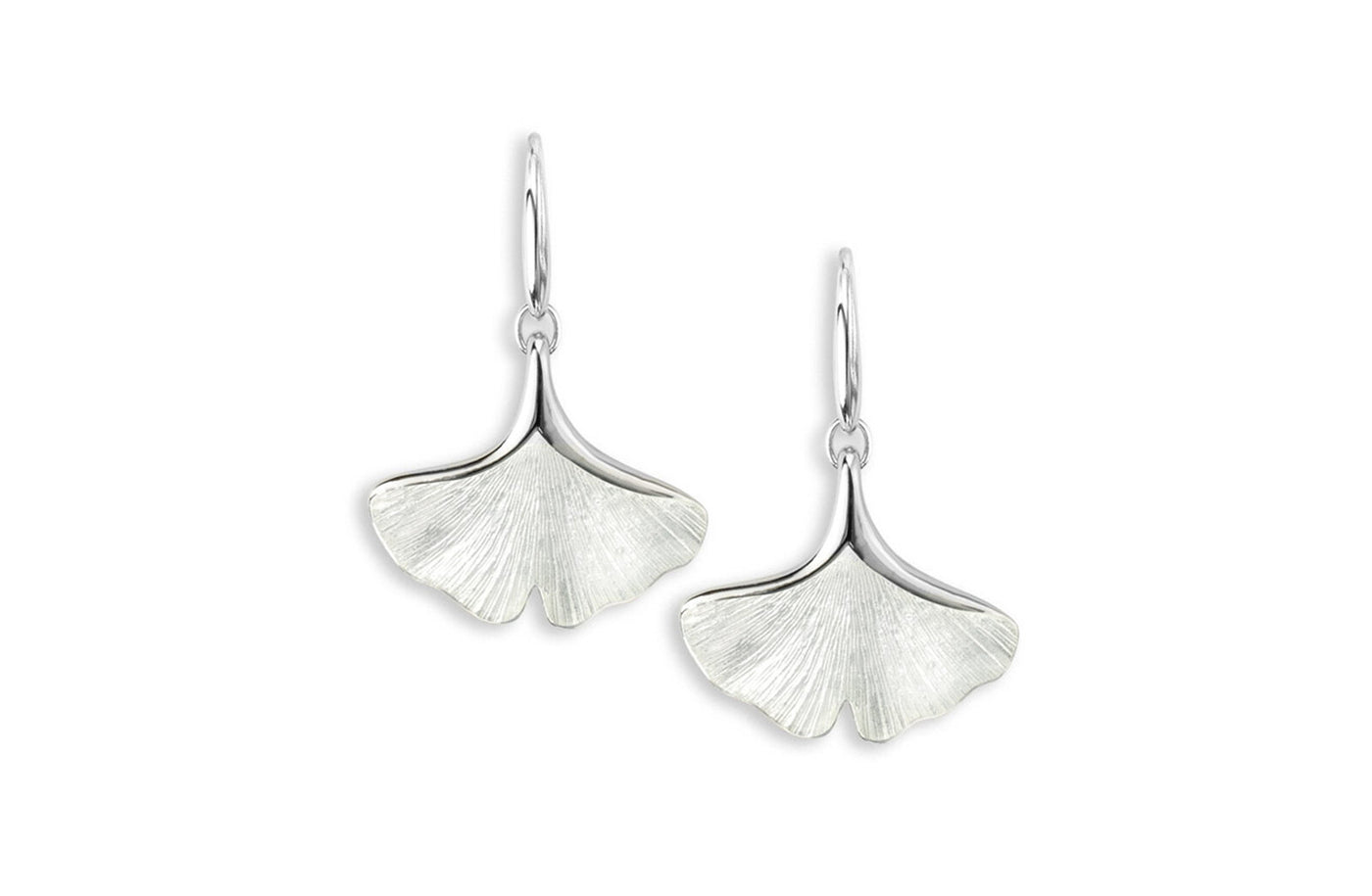 White Enamel Ginkgo Leaf Earrings