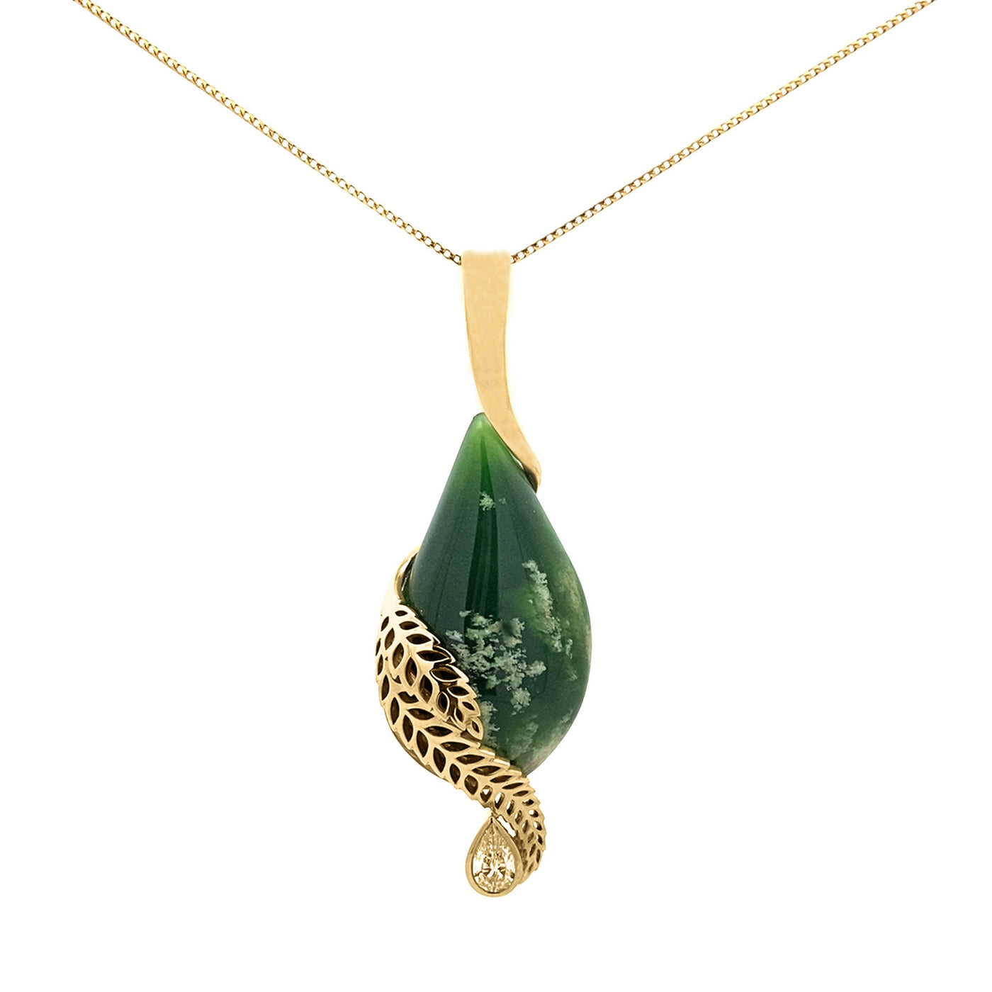 Fern Jade and Diamond Pendant