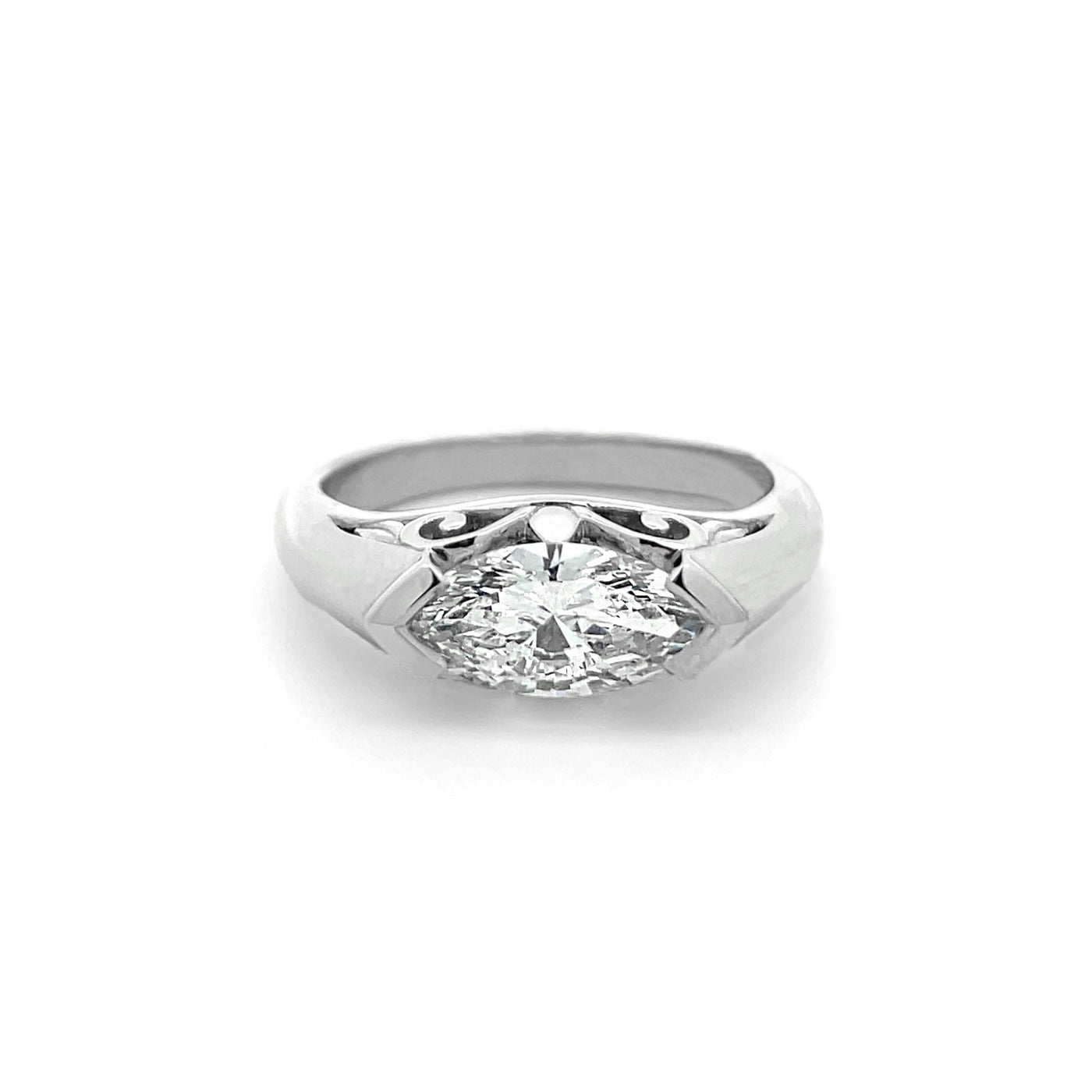 Lyrical: Marquise Cut Diamond Ring in Platinum | 1.00ct F VS2 clarity 