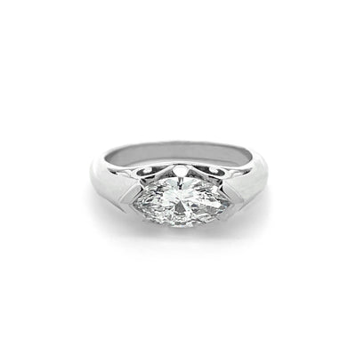 Lyrical: Marquise Cut Diamond Ring in Platinum | 1.00ct F VS2 clarity 