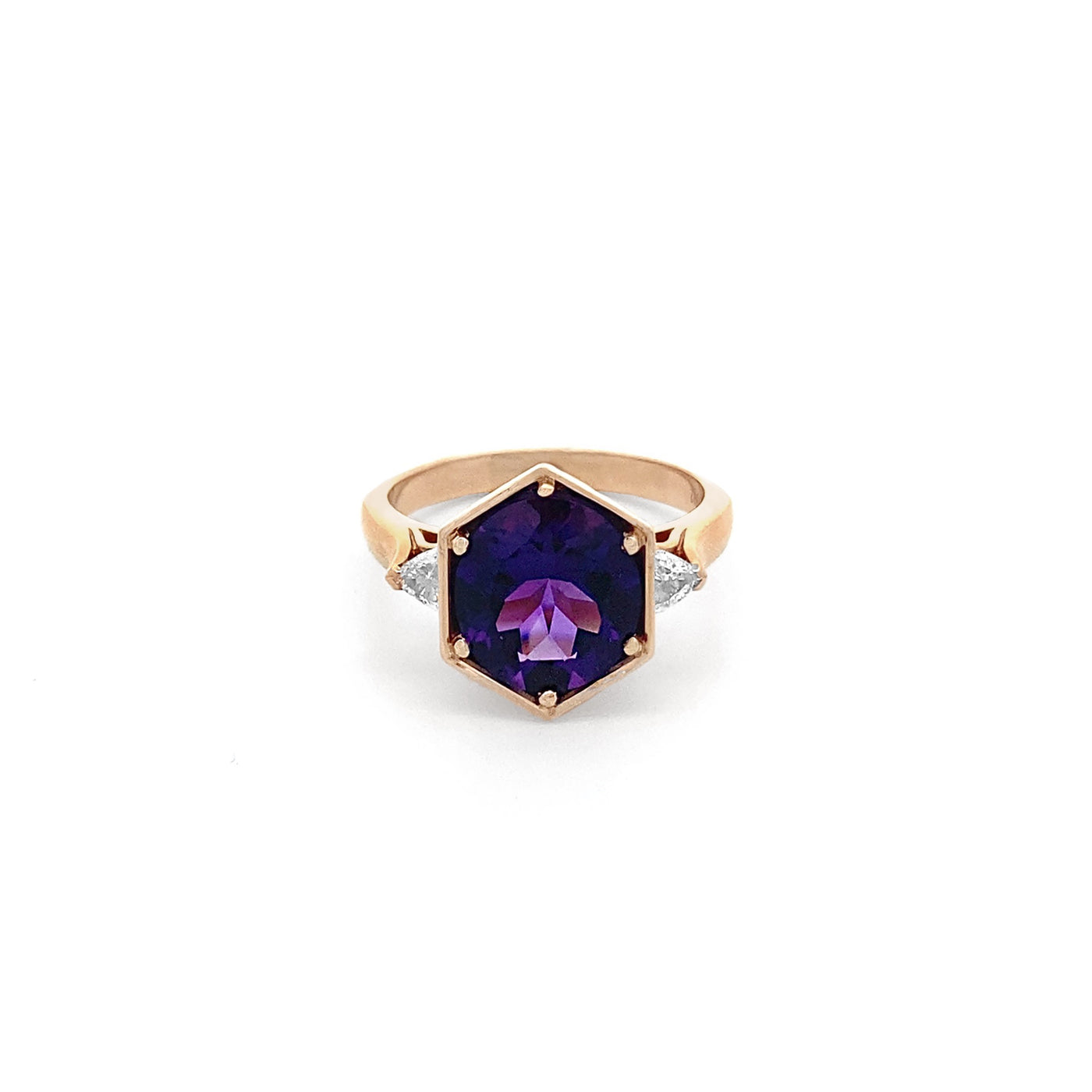 Aroma: Amethyst and Diamond Three Stone Ring