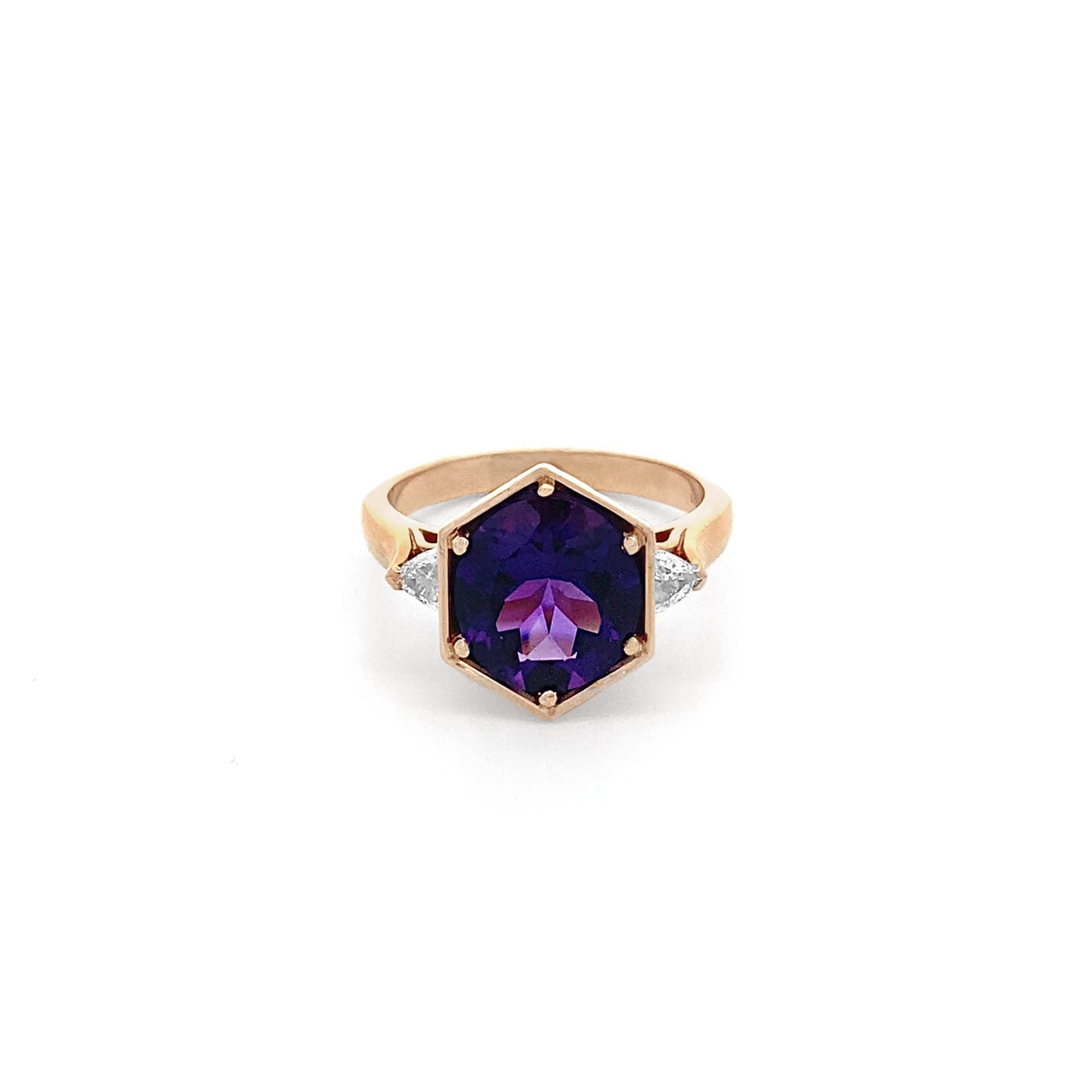 Aroma: Amethyst & Diamond Three Stone Ring