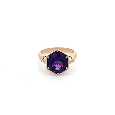 Aroma: Amethyst & Diamond Three Stone Ring