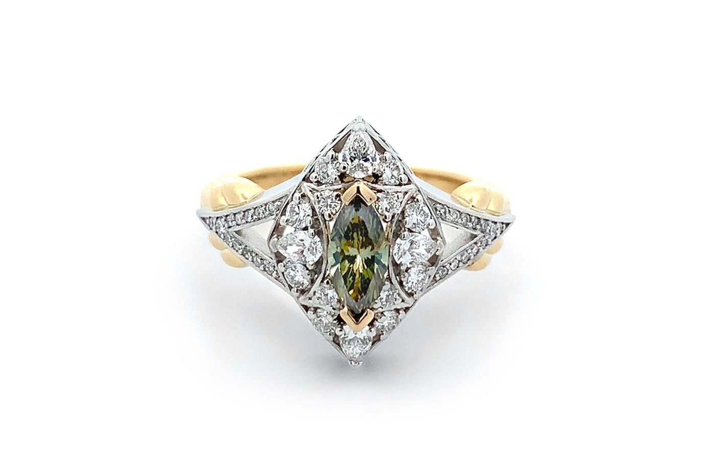 Athena: Green Diamond Cluster Ring