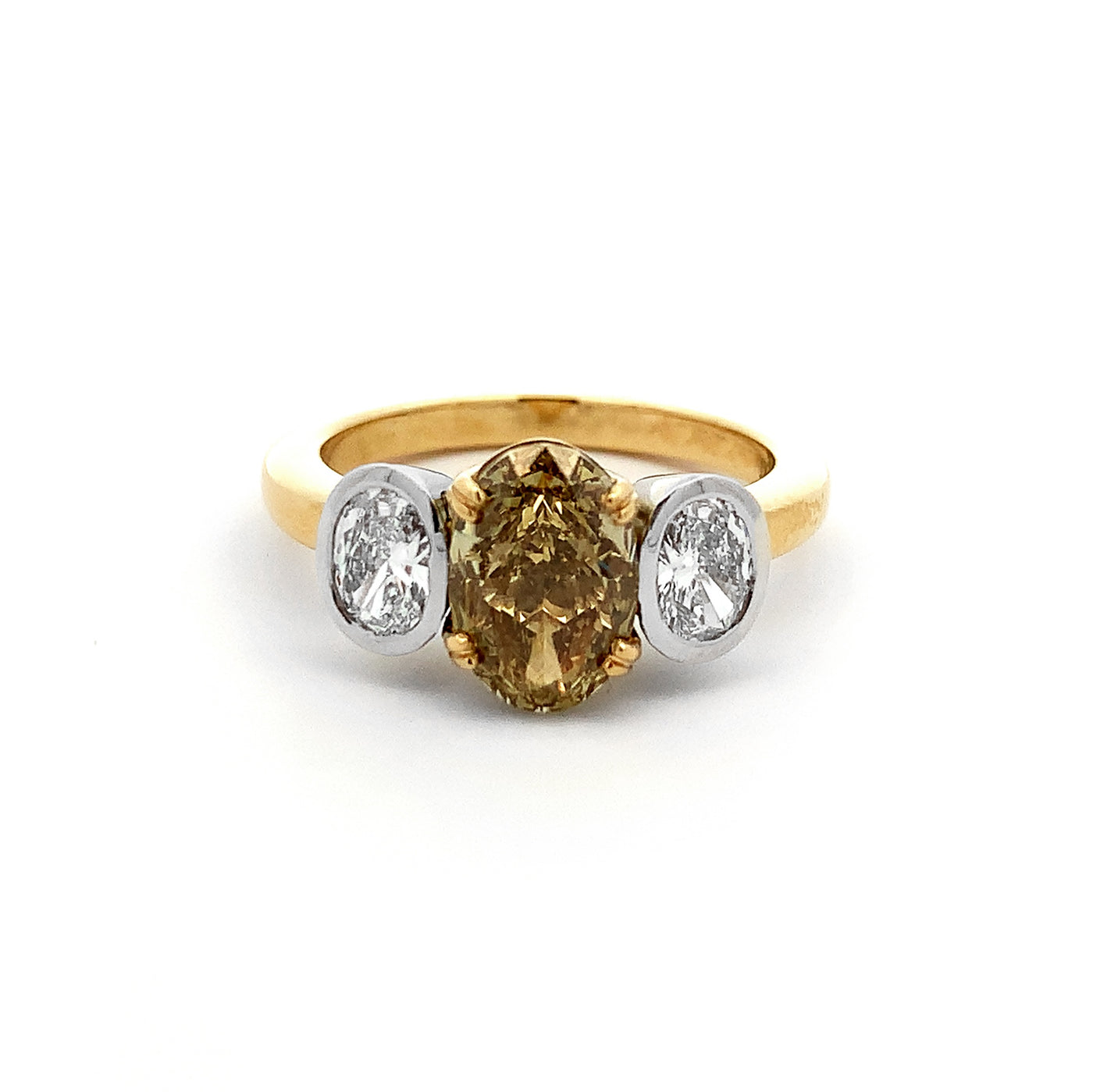 Cognac Diamond Three Stone Ring