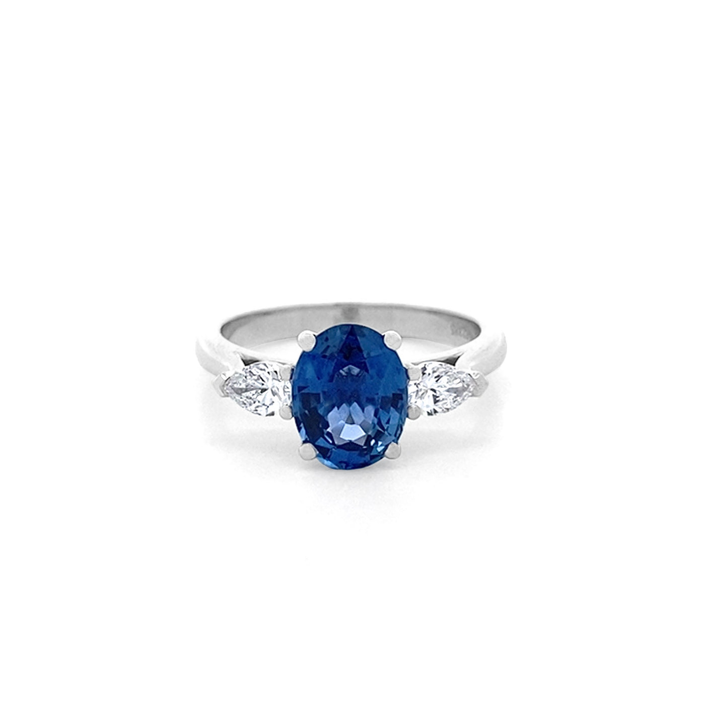 Viola: Sapphire and Diamond Three Stone Ring