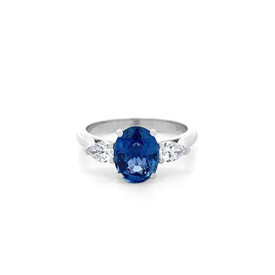 Viola: Sapphire and Diamond Three Stone Ring