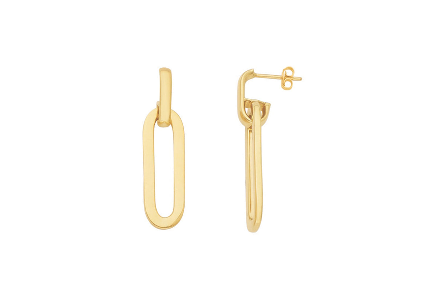 Paperclip Loop Earrings in Yellow Gold
