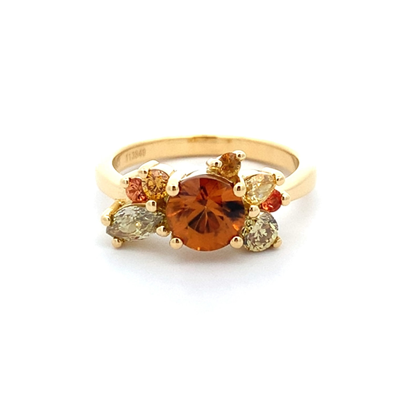 Sunburst: Zircon, Sapphire and Diamond Cluster Ring