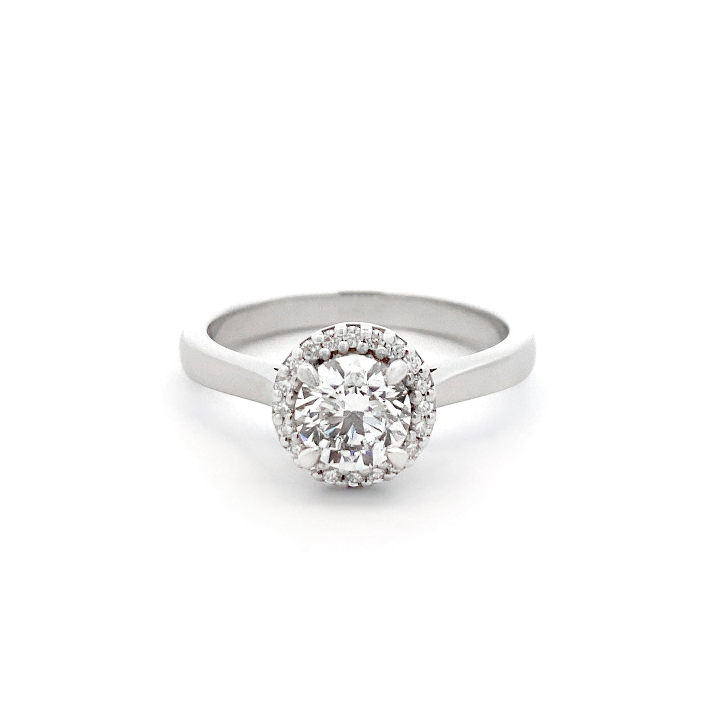 Luminous: Brilliant Cut Diamond Halo Ring in Platinum | 0.85ctw