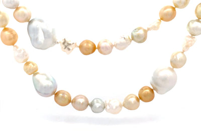 South Sea Cultured Baroque and Keshi Pearl Necklace in Yellow Gold