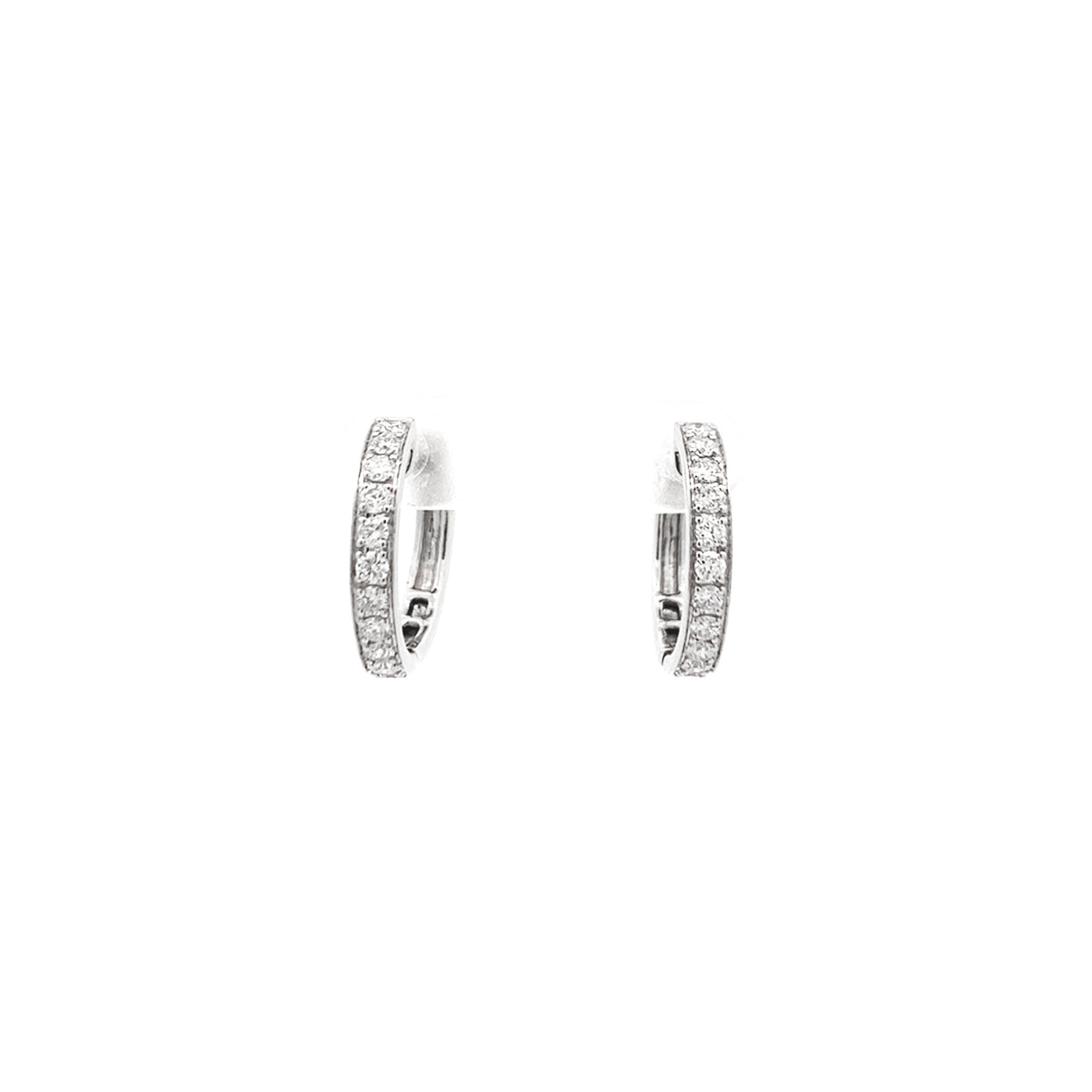 Grain Set Diamond Huggie Earrings in White Gold | 0.75ctw