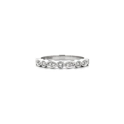 Leaf and Circle Diamond Set Ring in Platinum | 0.11ctw