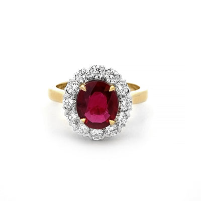 Ruby and Diamond Halo Ring