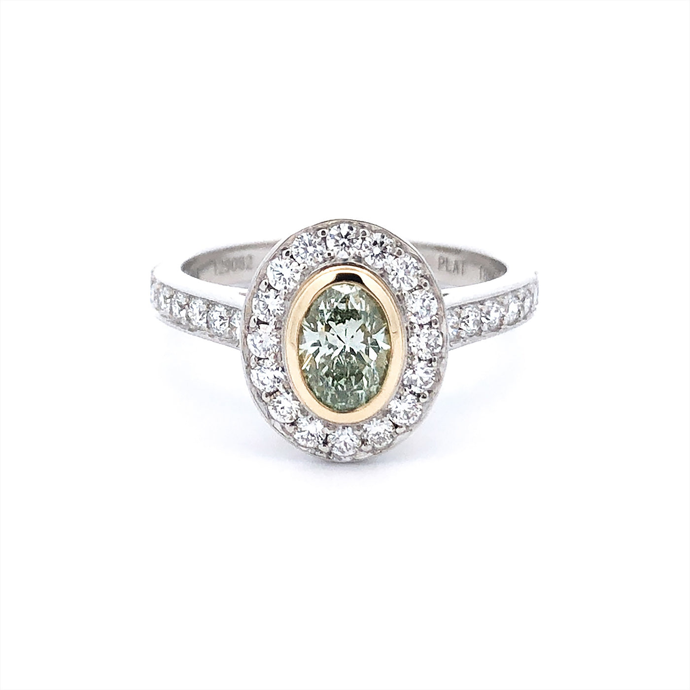 Chameleon: Oval Cut Fancy Diamond Halo Ring in Platinum | 0.50ct