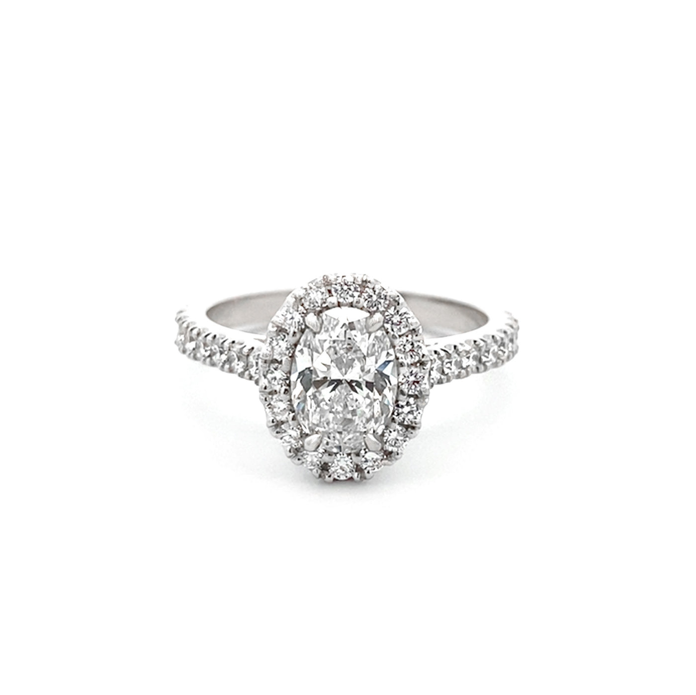 Adorn: Oval Cut Diamond Halo Ring in Platinum | 1.74ctw