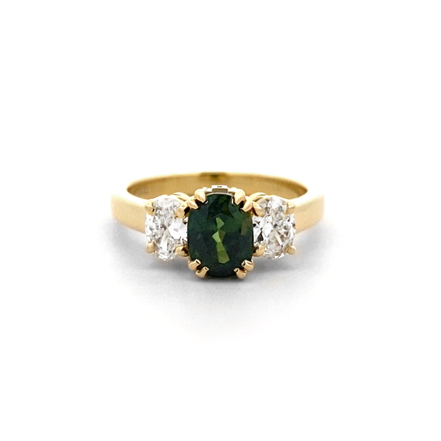 Orion Three Stone 1.0 Ct Oval Cut Natural Green Sapphire Engagement Ri –  Sapheena Jewelry