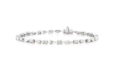 Popcorn Diamond Tennis Bracelet in White Gold | 3.60ctw