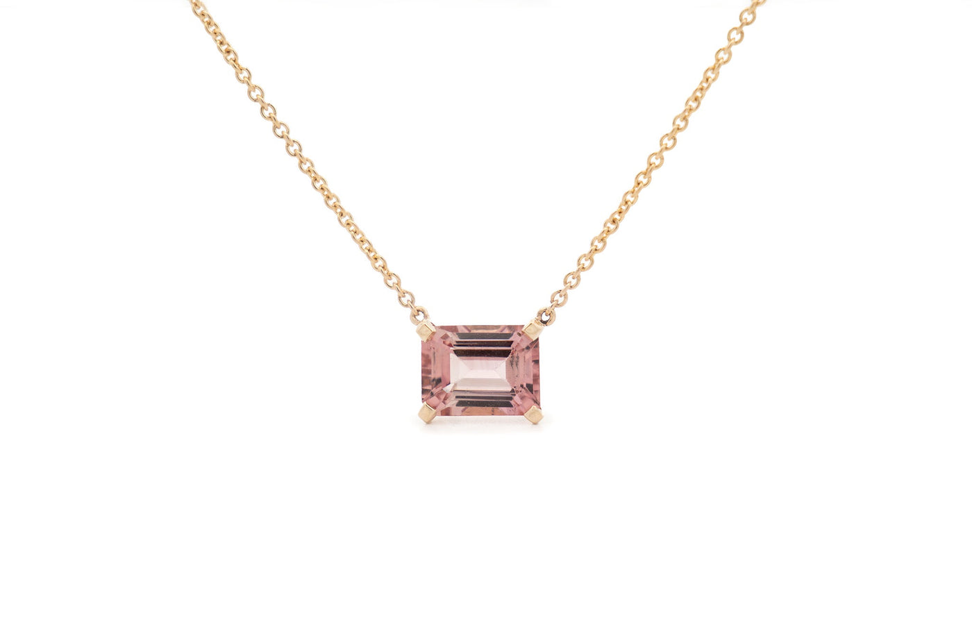 Pink Emerald Cut Tourmaline Pendant