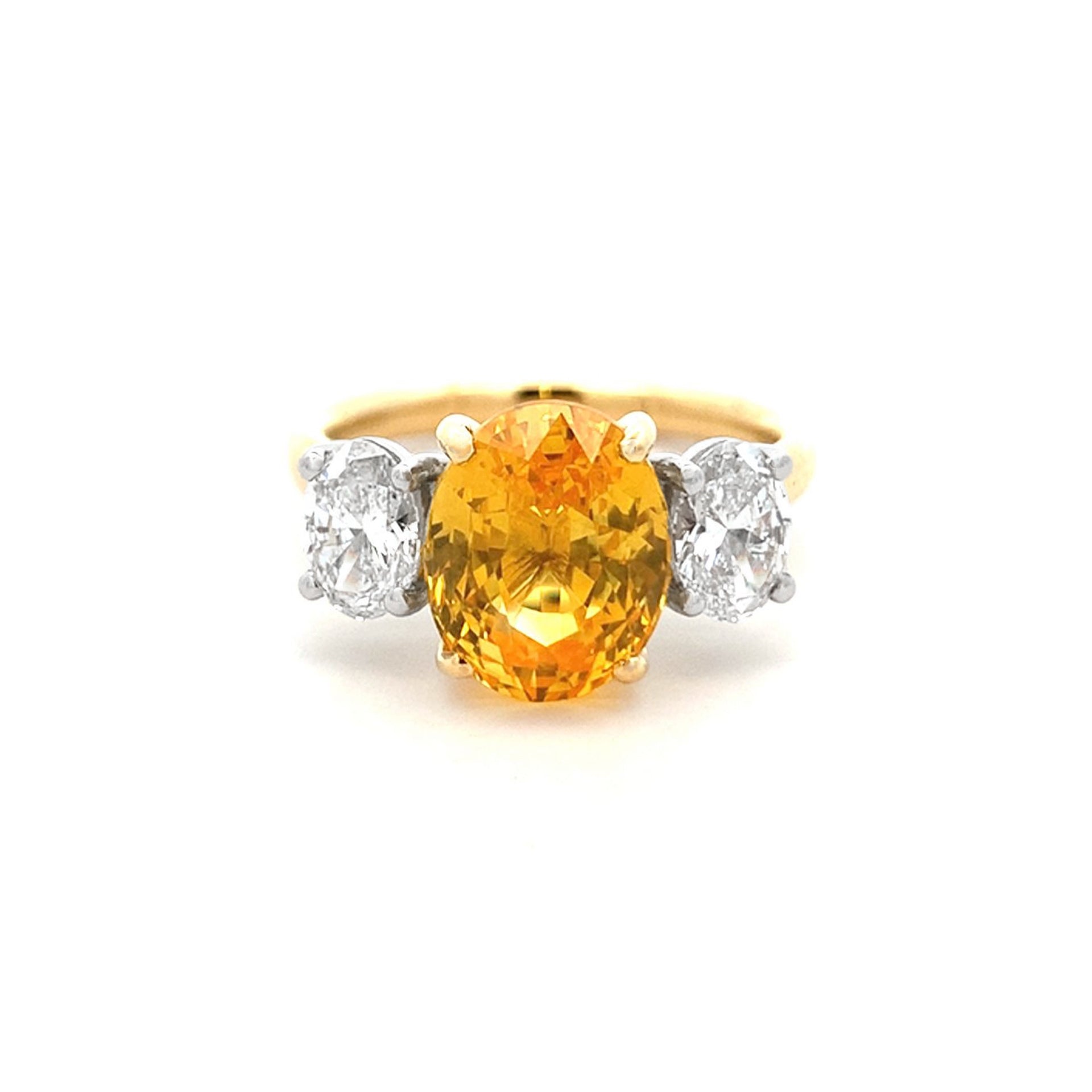 Sapphire and Diamond Three Stone Ring in Yellow Gold