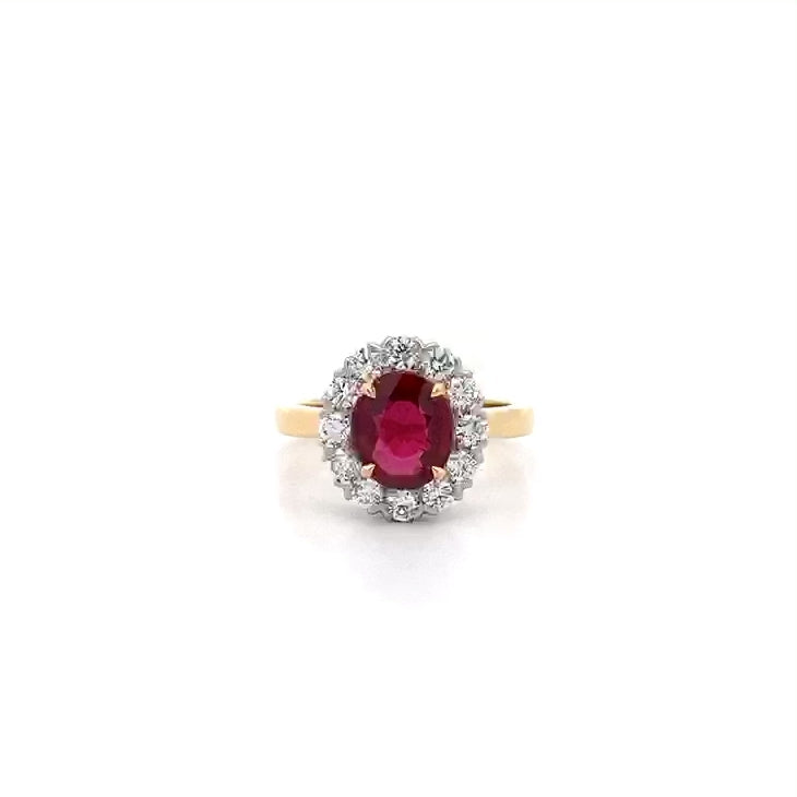 Ruby and Diamond Halo Ring