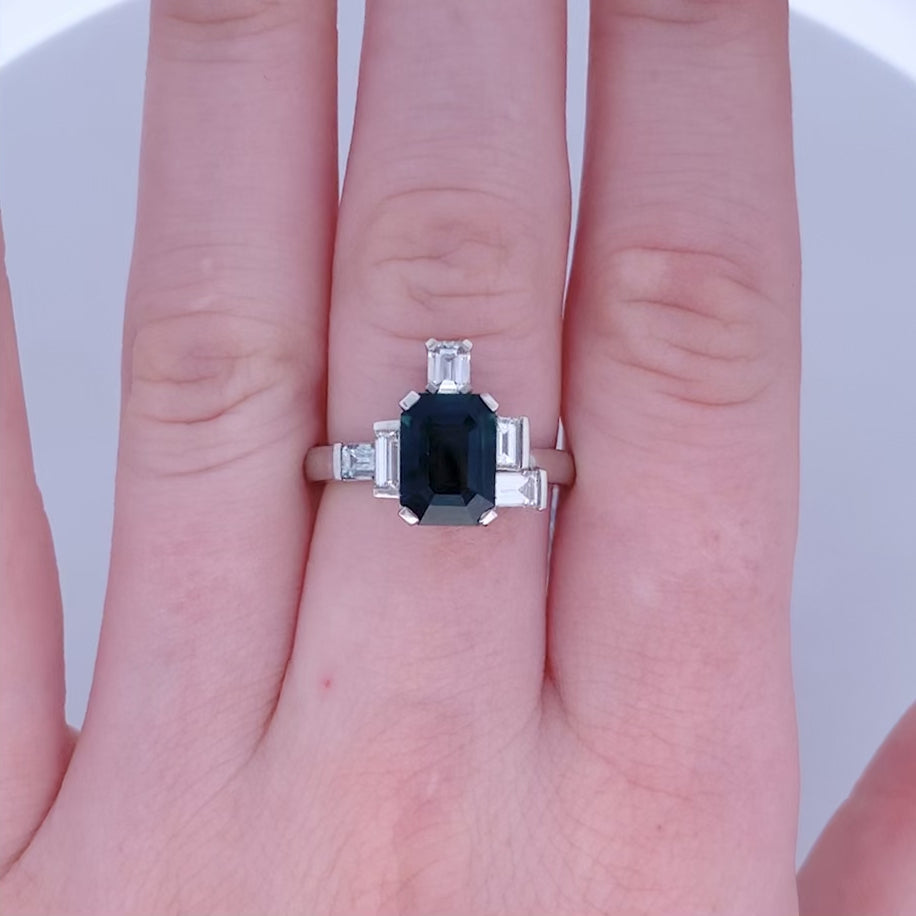 Move Along Mondrian: Sapphire & Diamond Ring in Platinum | 2.12ct