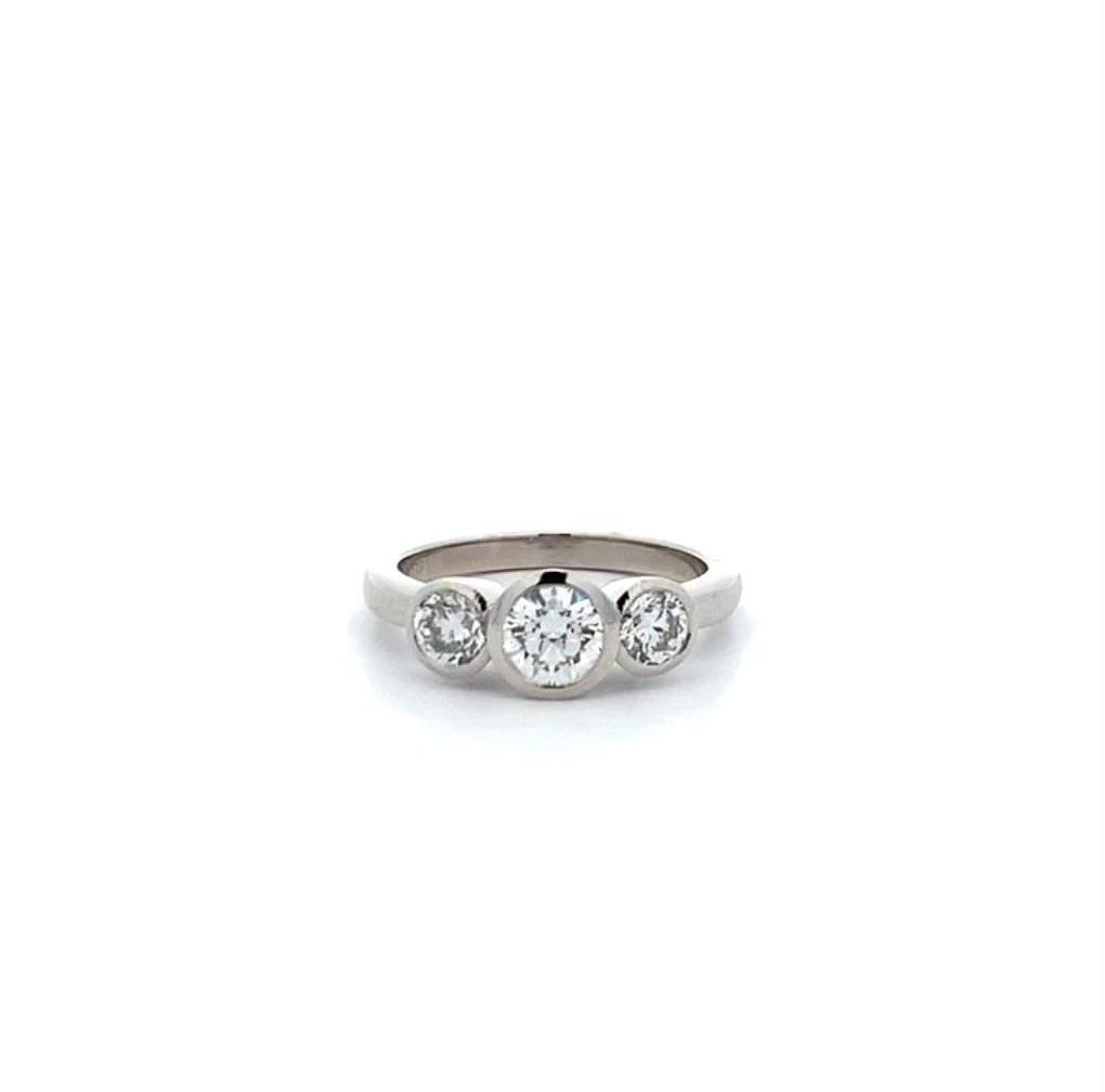 Trinity: Brilliant Cut Diamond Three Stone Ring in Platinum | 1.24ctw