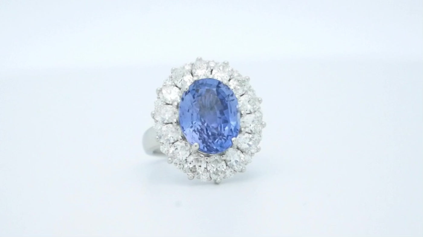 Blue Dahlia: Blue Sapphire and Diamond Cluster Ring