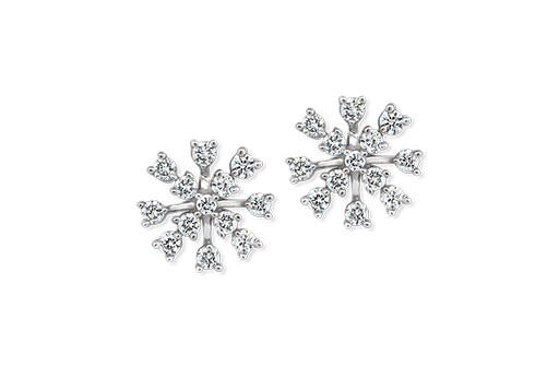 Snowflake Diamond Stud Earrings in Gold