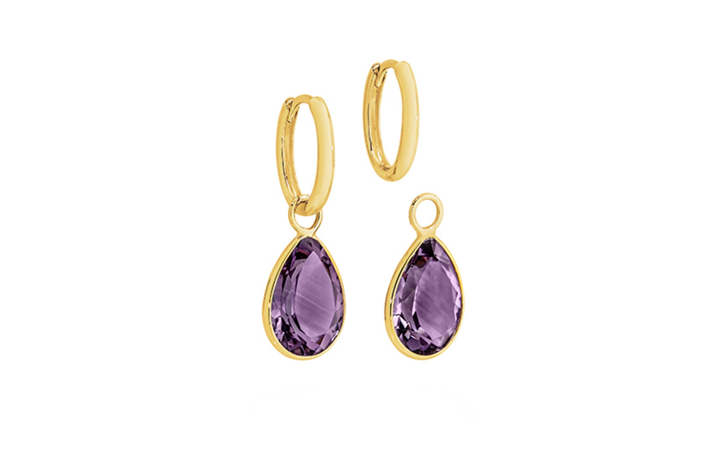 Purple Amethyst Charm Huggie Earrings in Gold | 9.25ctw