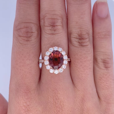 Crimson: Tourmaline and Diamond Halo Ring in Rose Gold | 2.60ct