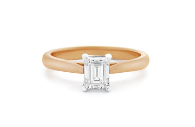 Alice: Emerald Cut Diamond Solitaire Ring