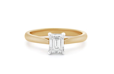 Alice: Emerald Cut Diamond Solitaire Ring